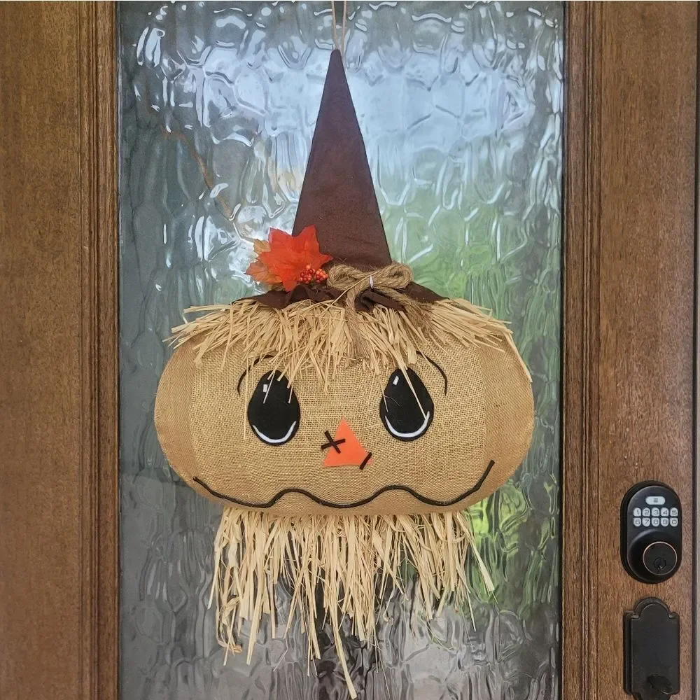 Burlap Scarecrow fall/ halloween door wreath